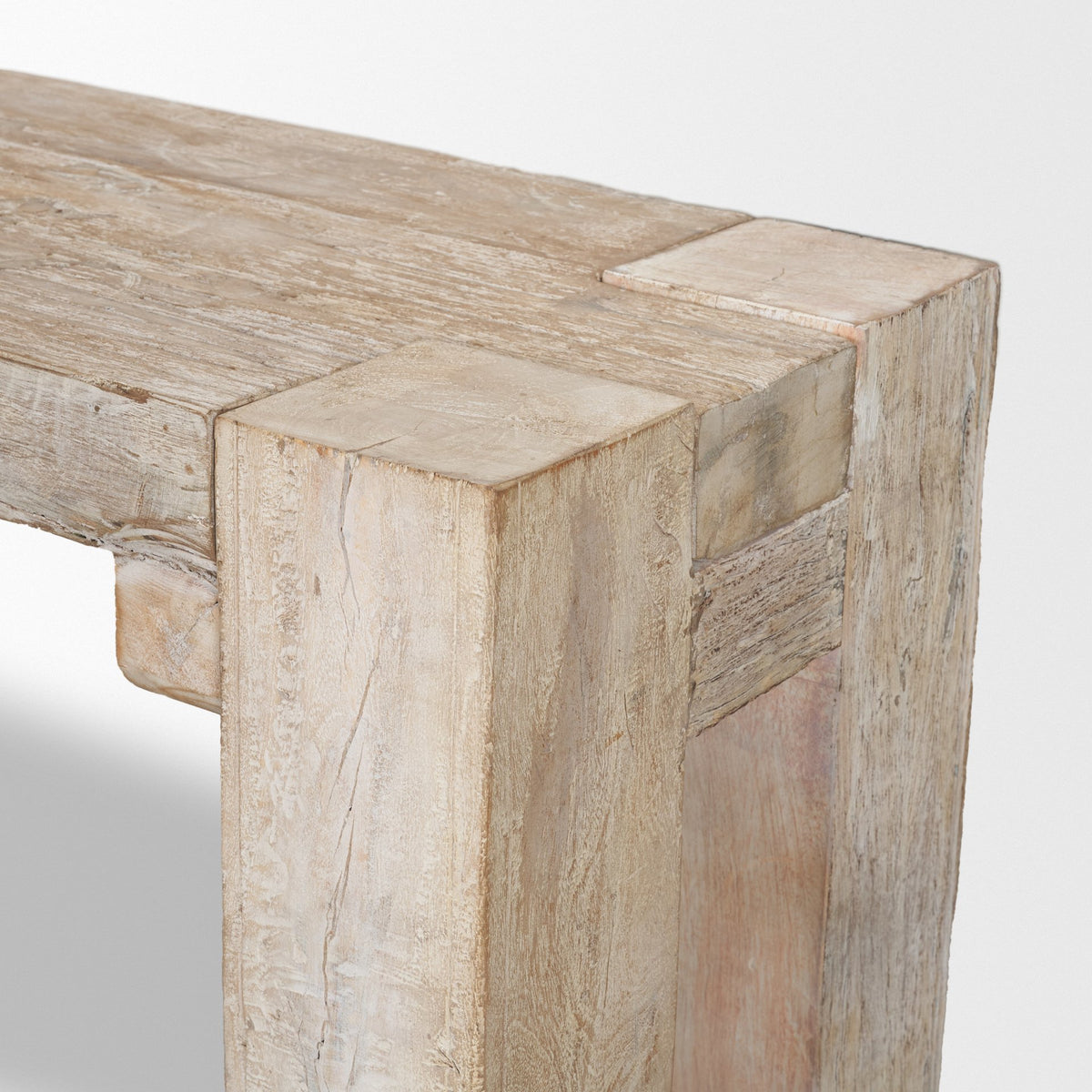 McArthur 64" Whitewash Reclaimed Wood Bench-Benches-DECOROLALA