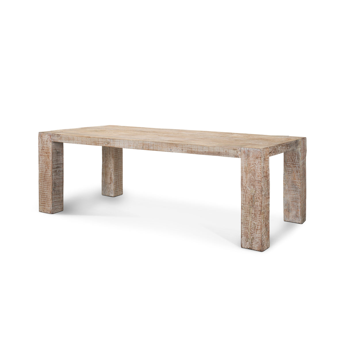 McArthur 84"L x 42.5"W Dining Table | White Wash Wood | Seats 8-Dining Tables-DECOROLALA
