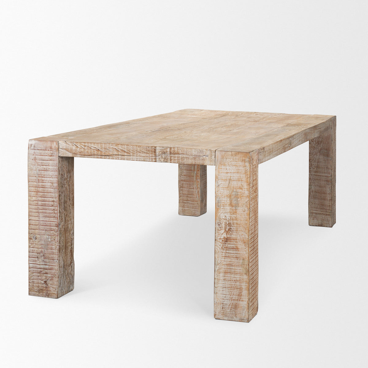 McArthur 84"L x 42.5"W Dining Table | White Wash Wood | Seats 8-Dining Tables-DECOROLALA