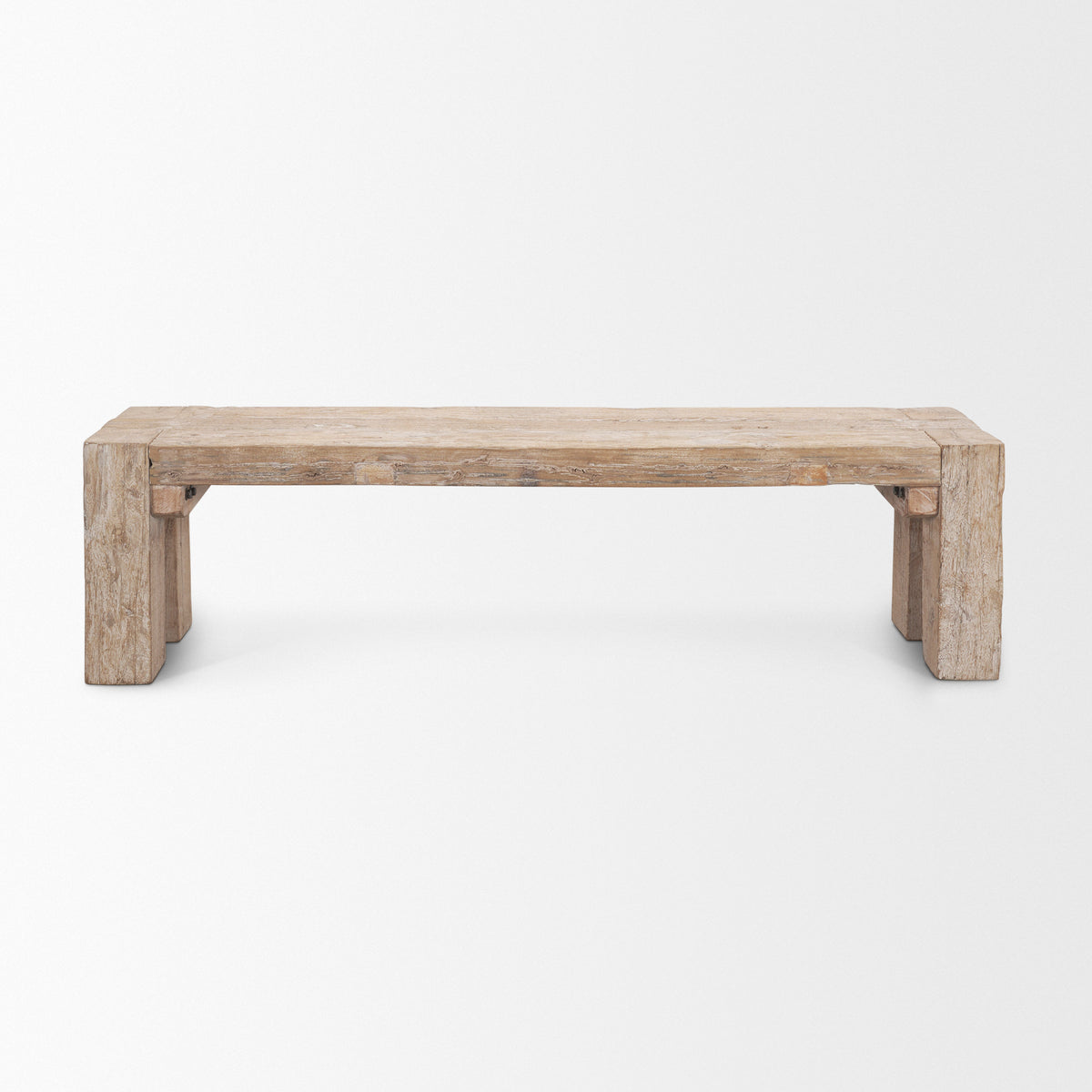 McArthur Whitewash Reclaimed Wood Bench-Benches-DECOROLALA
