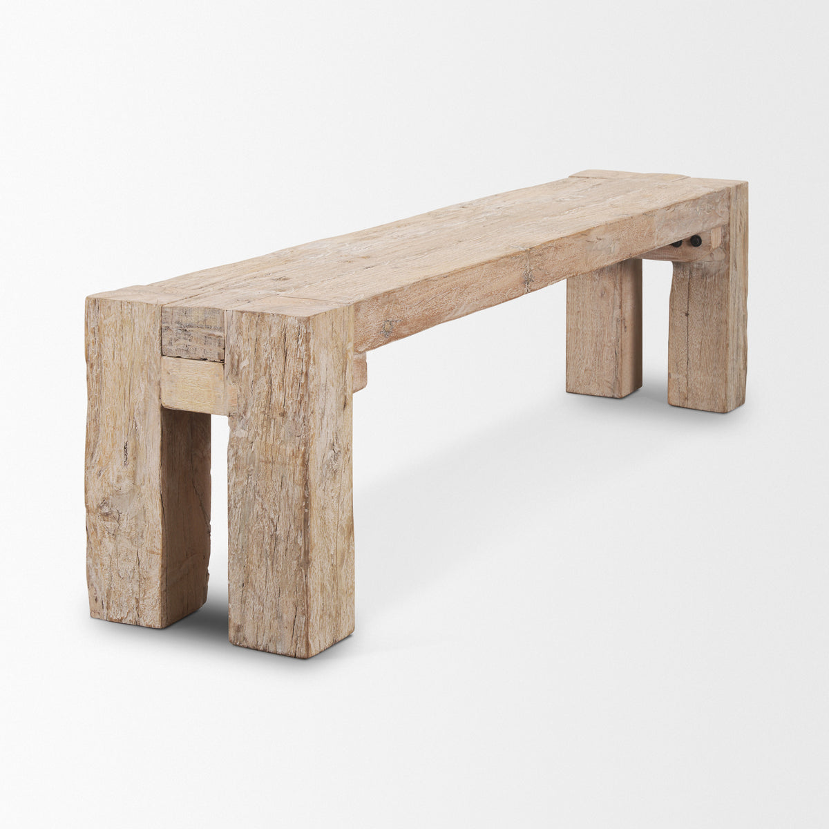 McArthur Whitewash Reclaimed Wood Bench-Benches-DECOROLALA