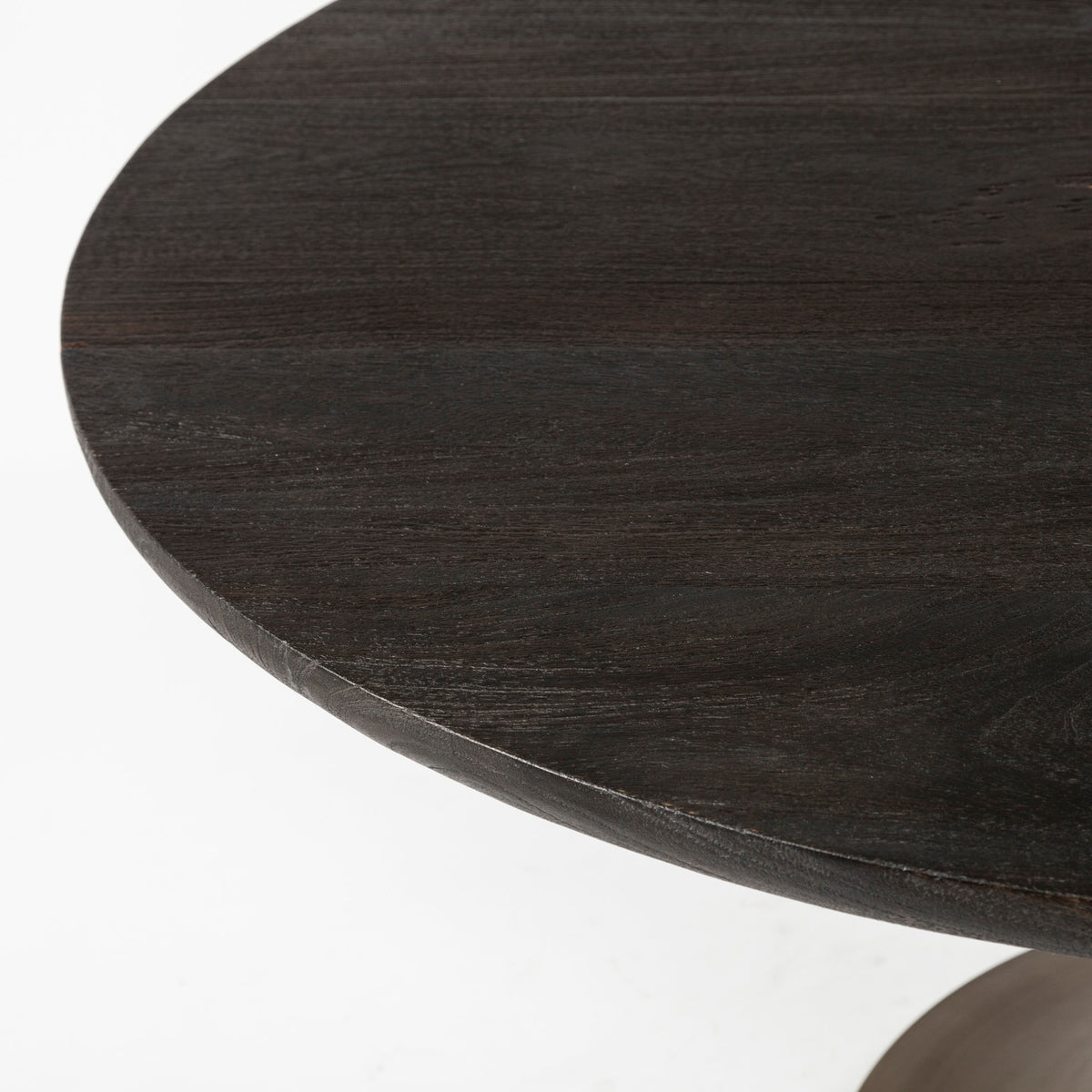 McLeod 54" Round Pedestal Dining Table | Modern | Brown Wood & Gold Metal | Seats 4-Dining Tables-DECOROLALA