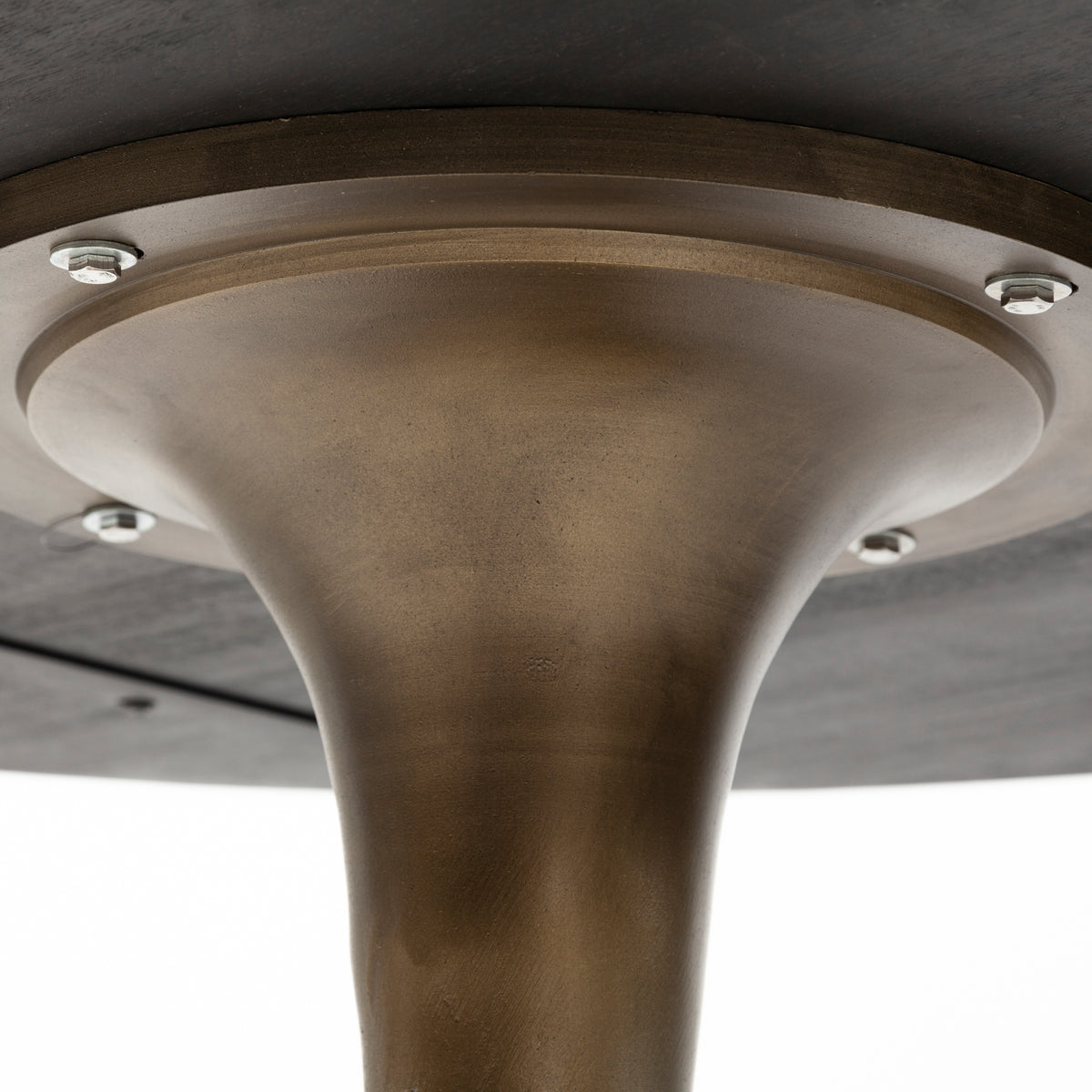 McLeod 54" Round Pedestal Dining Table | Modern | Brown Wood & Gold Metal | Seats 4-Dining Tables-DECOROLALA