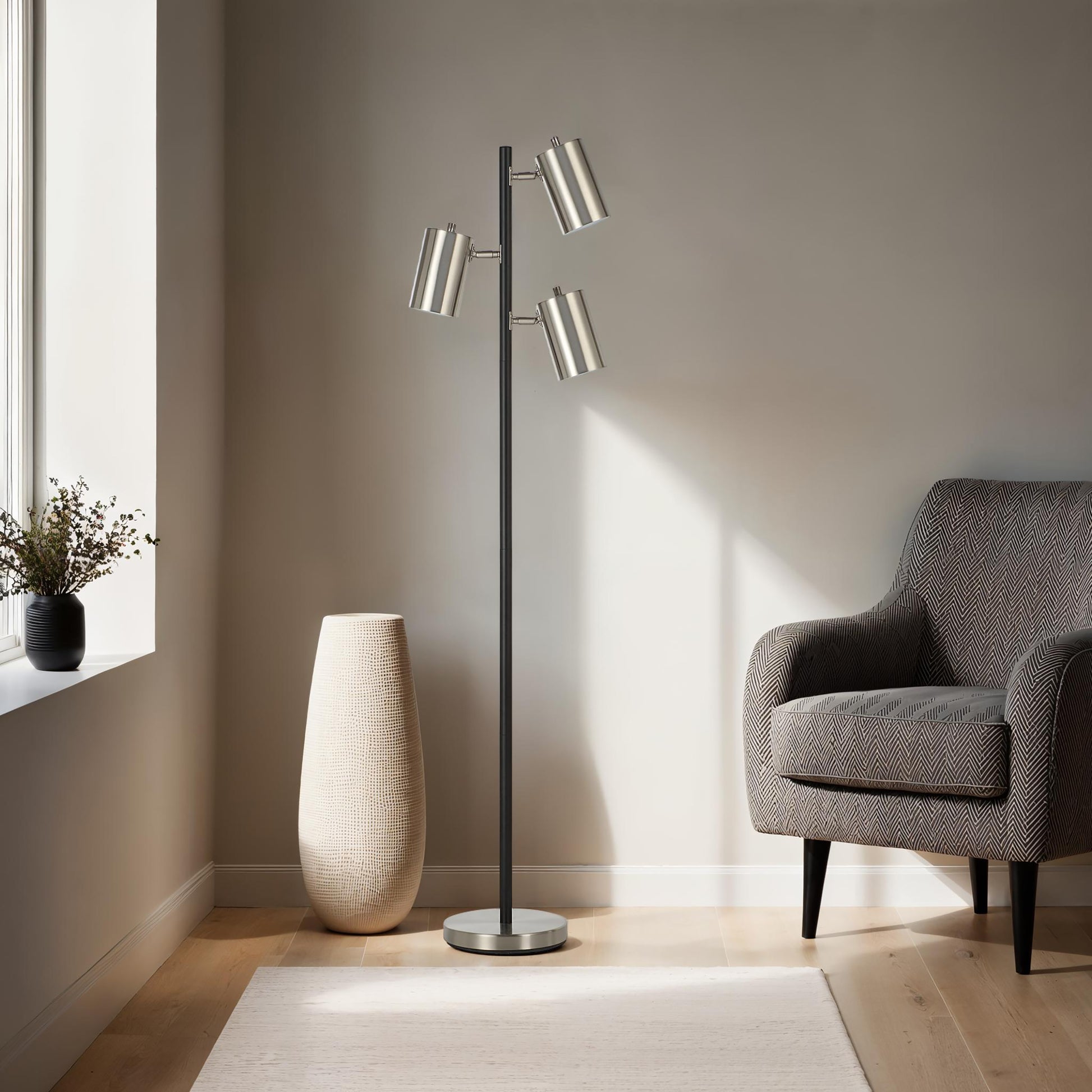 Meandros 63.5" Floor Lamp, 3-Light, Grey-Floor Lamp-DECOROLALA