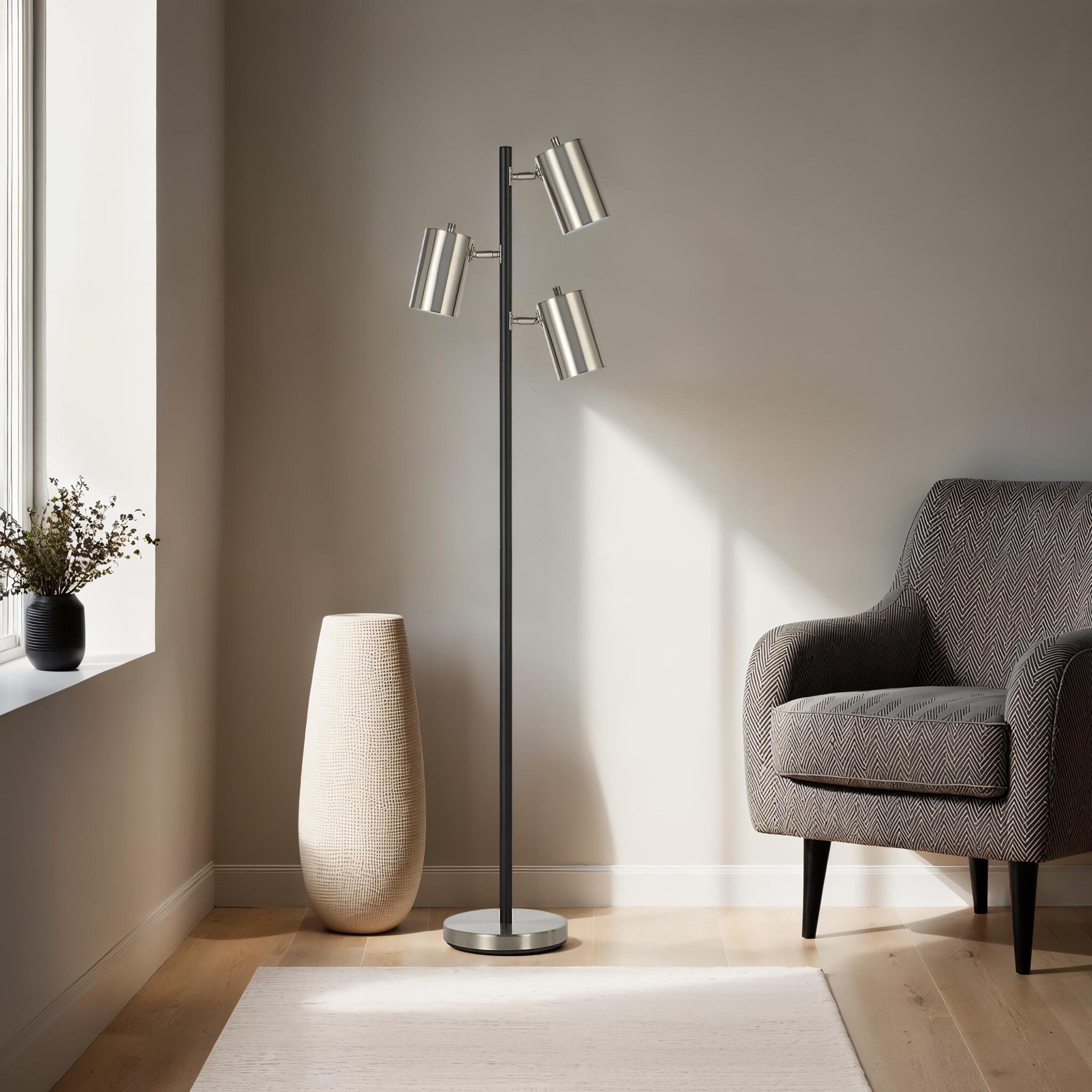 Meandros 63.5" Floor Lamp, 3-Light, Grey-Floor Lamp-DECOROLALA
