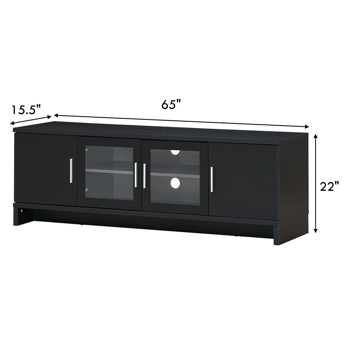 Media Entertainment TV Stand for TVs up to 70 Inch with Adjustable Shelf-Black-Entertainment Centers & TV Stands-DECOROLALA