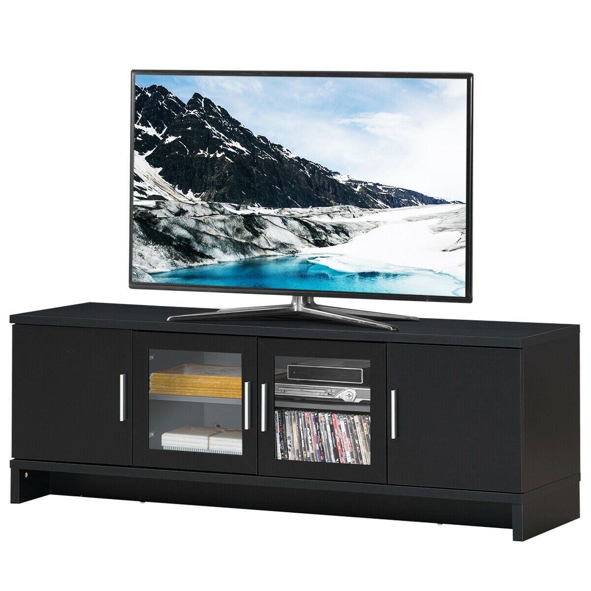 Media Entertainment TV Stand for TVs up to 70 Inch with Adjustable Shelf-Black-Entertainment Centers & TV Stands-DECOROLALA