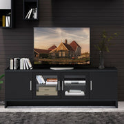 Media Entertainment TV Stand for TVs up to 70 Inch with Adjustable Shelf-Black-Entertainment Centers & TV Stands-DECOROLALA