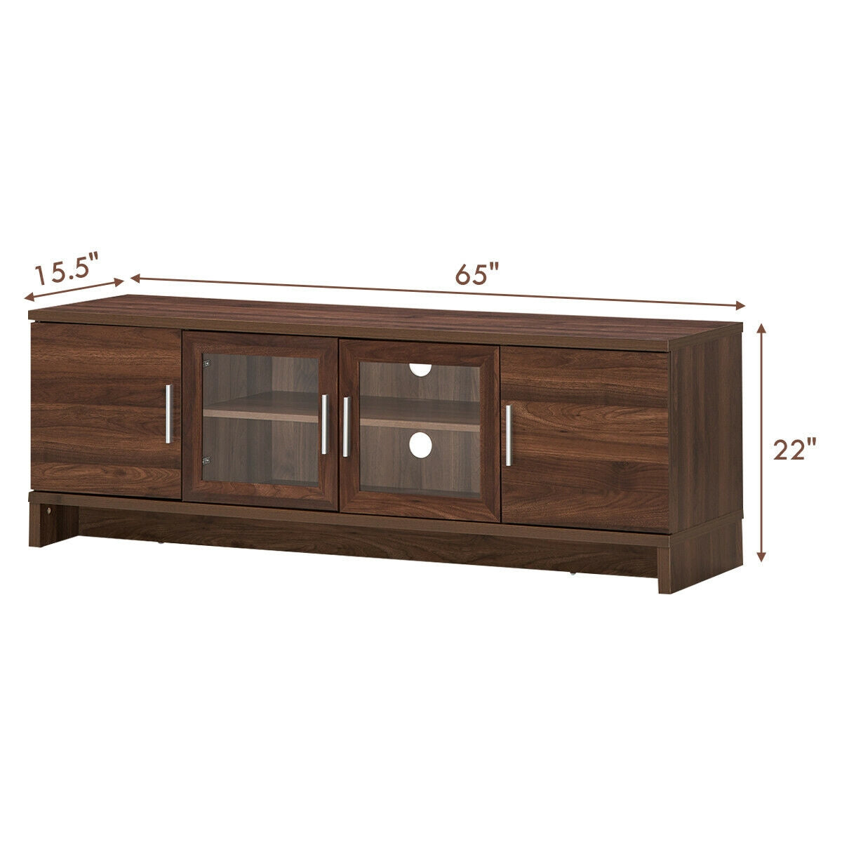 Media Entertainment TV Stand for TVs up to 70 Inch with Adjustable Shelf-Walnut-Entertainment Centers & TV Stands-DECOROLALA