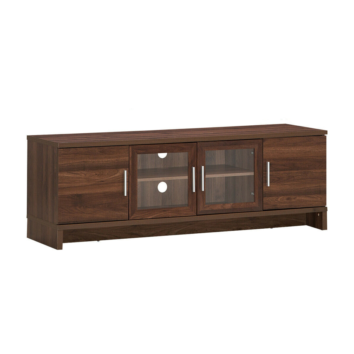 Media Entertainment TV Stand for TVs up to 70 Inch with Adjustable Shelf-Walnut-Entertainment Centers & TV Stands-DECOROLALA