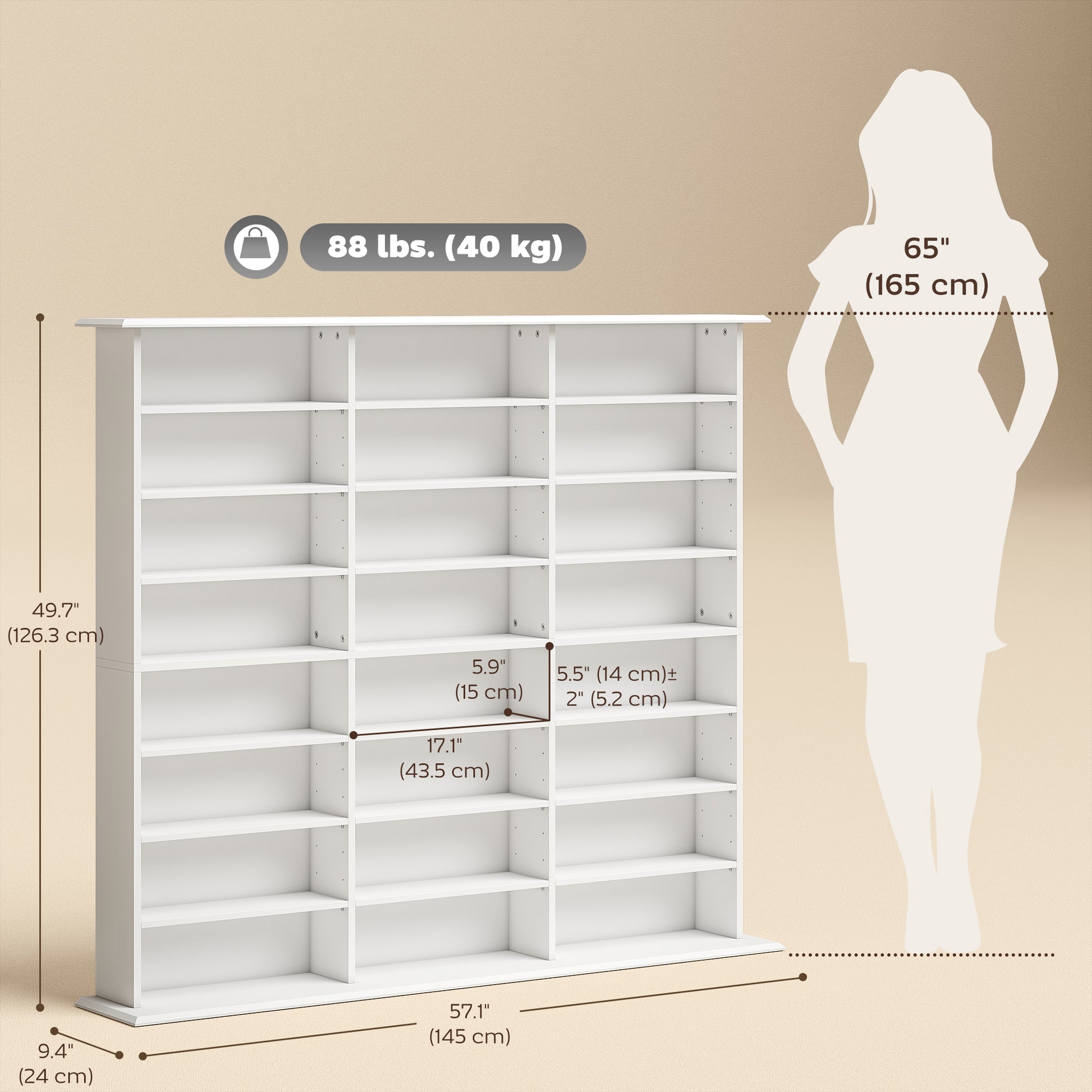 Media Storage Cabinet 49.7" White-DECOROLALA