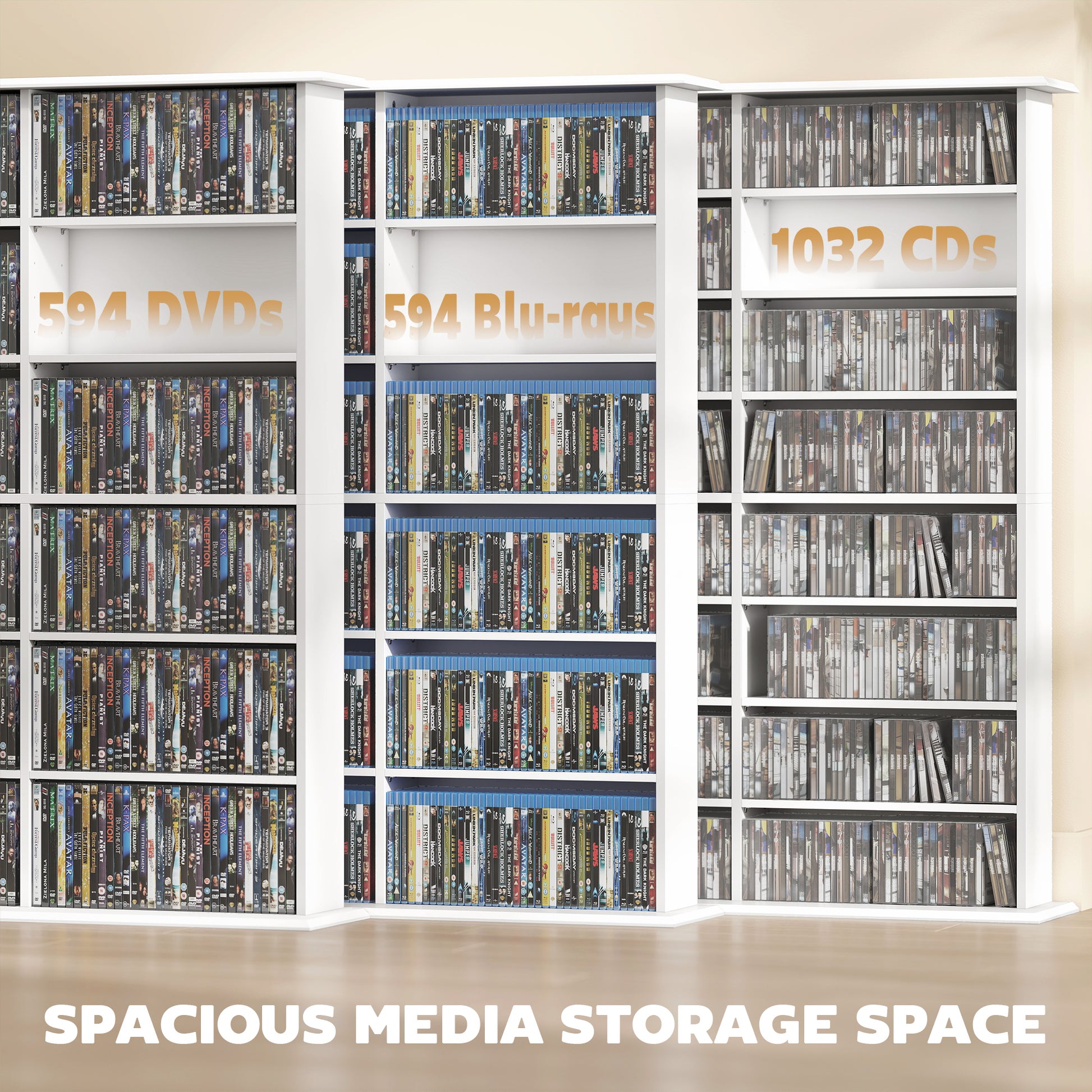 Media Storage Cabinet 49.7" White-DECOROLALA