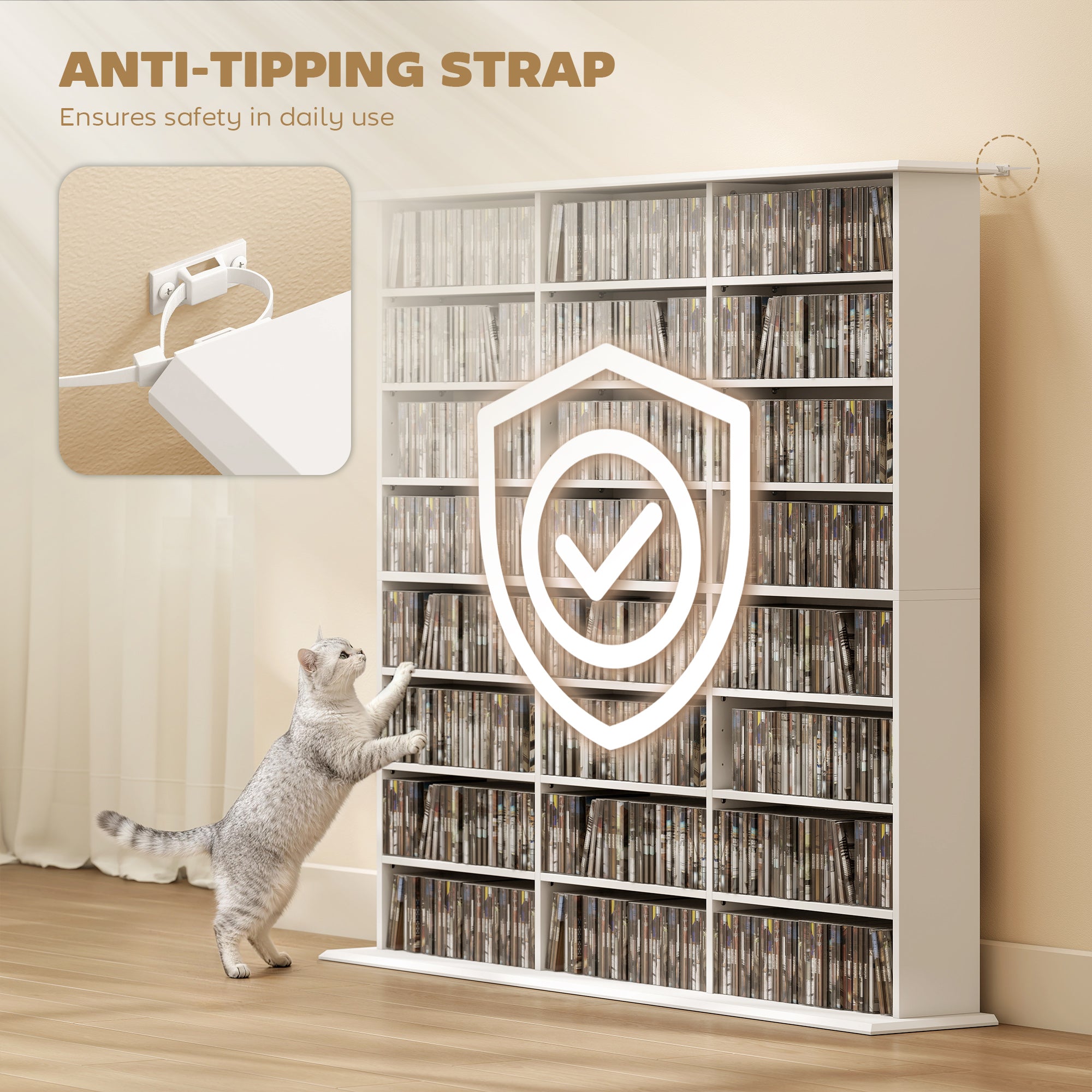 Media Storage Cabinet 49.7" White-DECOROLALA