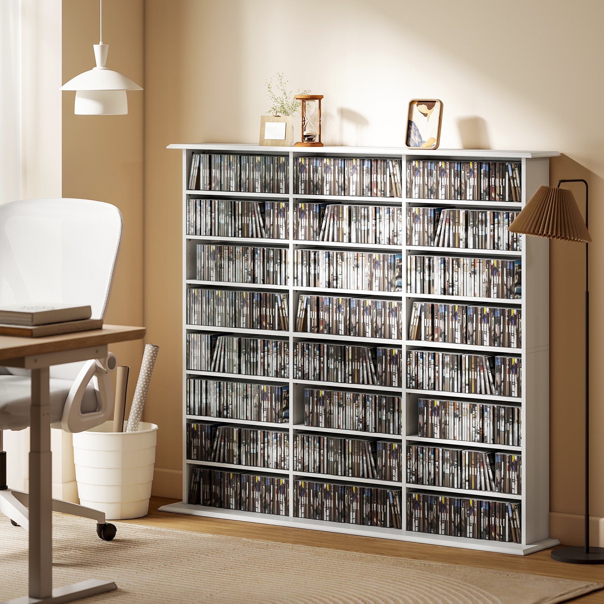Media Storage Cabinet 49.7" White-DECOROLALA