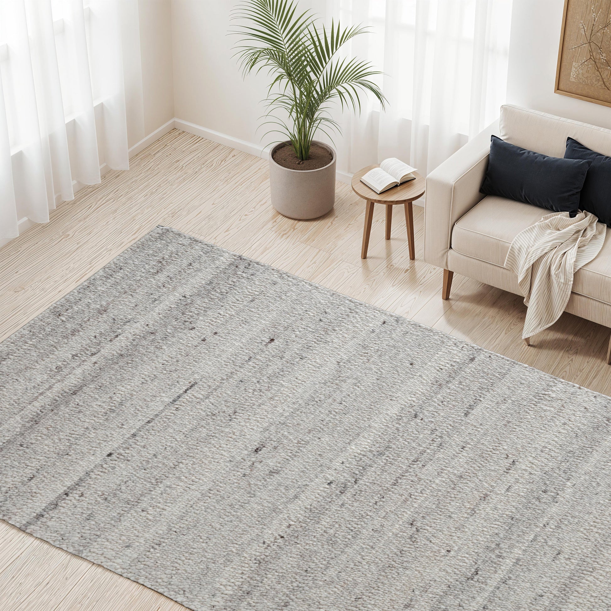 Meghan Grey Wool Area Rug-DECOROLALA
