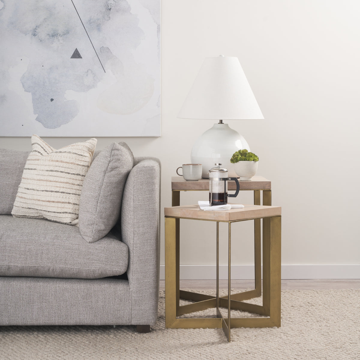 Mehdi Cream Ceramic Table Lamp-Table Lamps-DECOROLALA