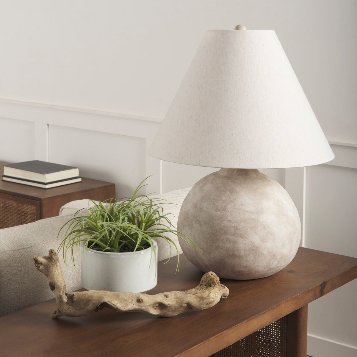 Mehdi Cream Ceramic Table Lamp-Table Lamps-DECOROLALA