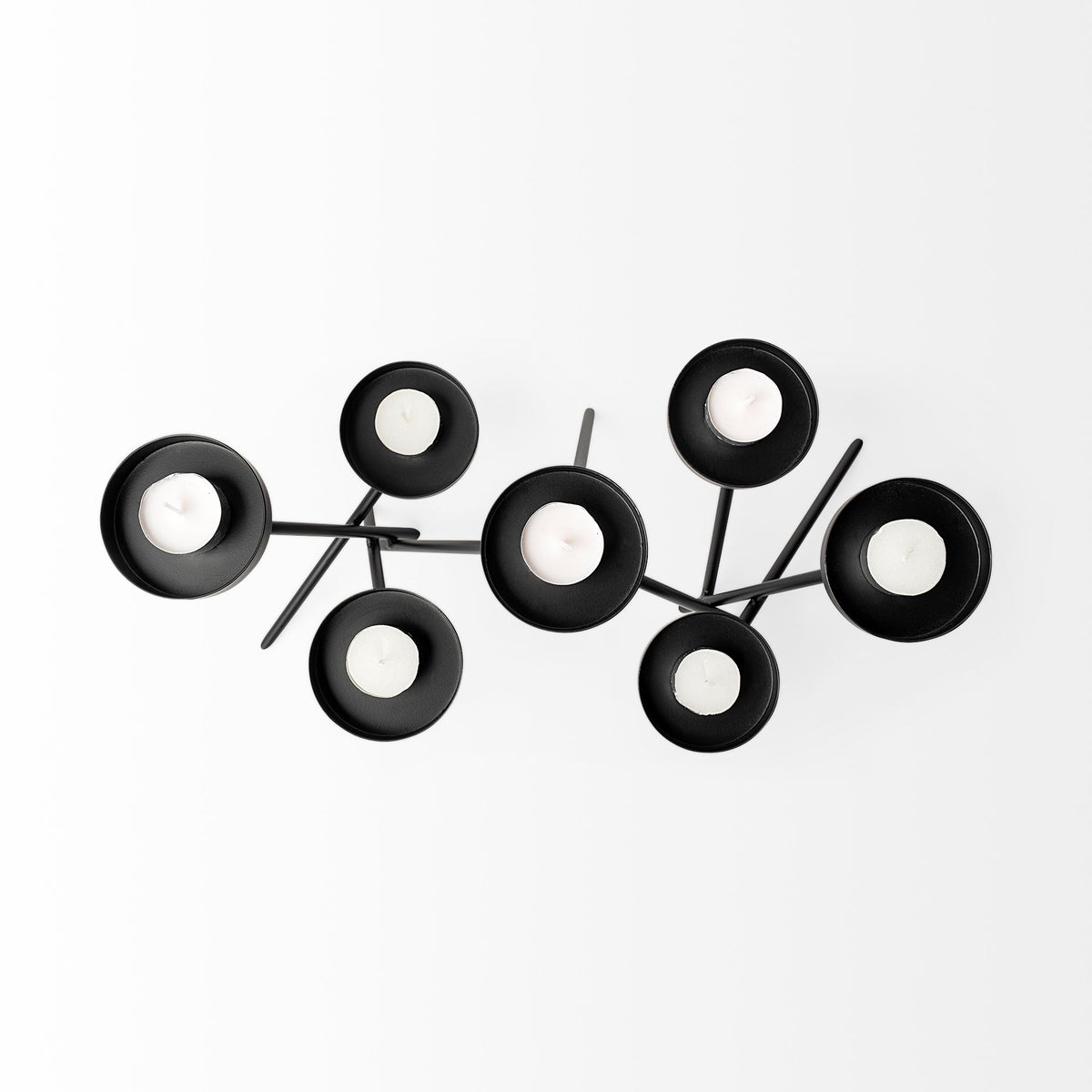 Meira Black Metal Seven Votive Table Candle Holder-Table Candle Holders-DECOROLALA
