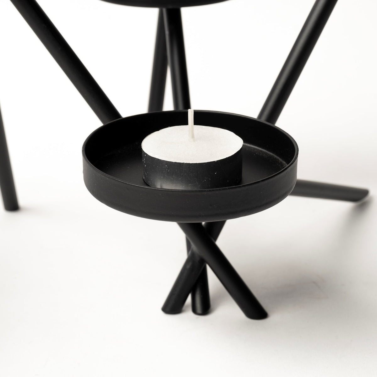 Meira Black Metal Seven Votive Table Candle Holder-Table Candle Holders-DECOROLALA