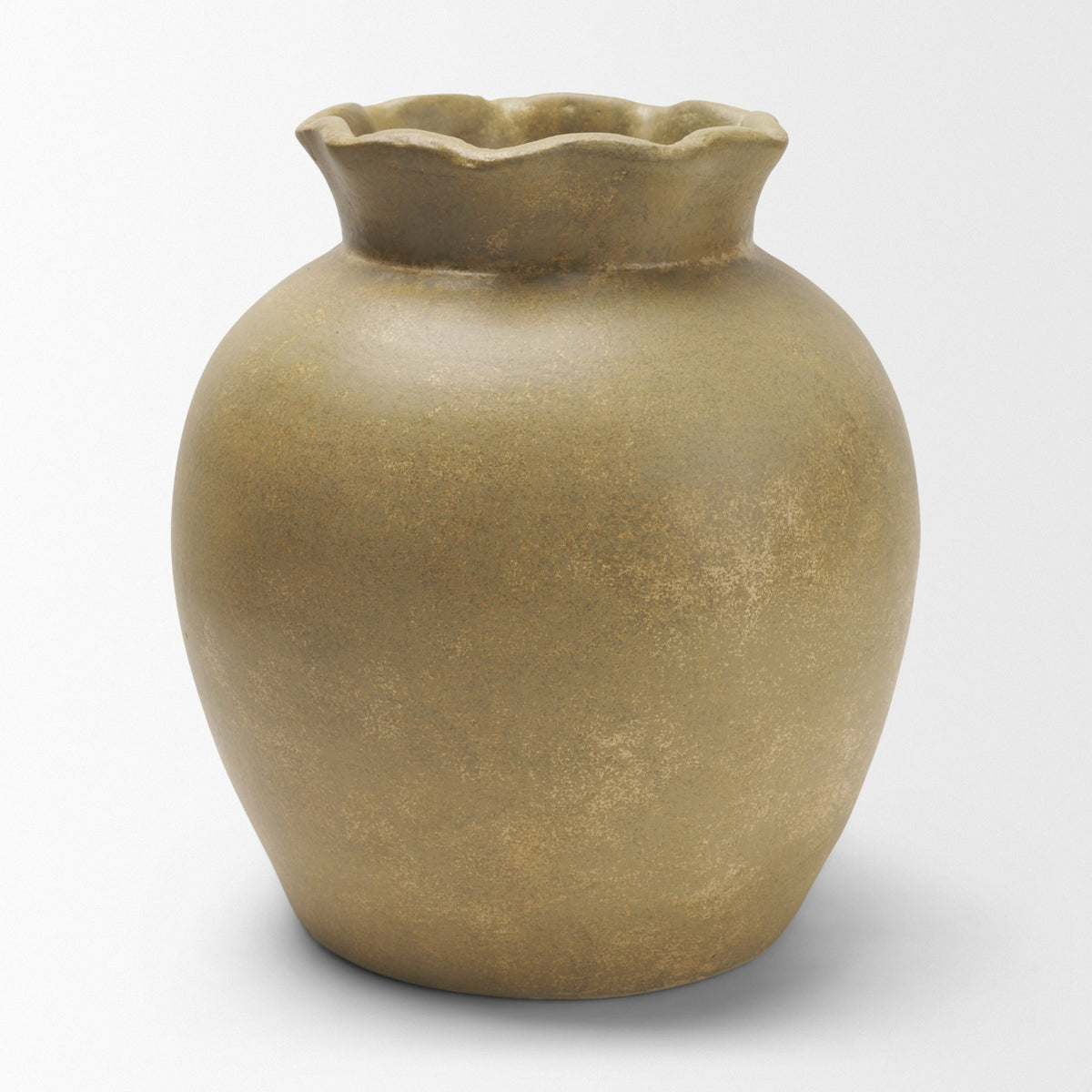 Melo Large Distressed Citron Yellow Ceramic Vase-Vase-DECOROLALA