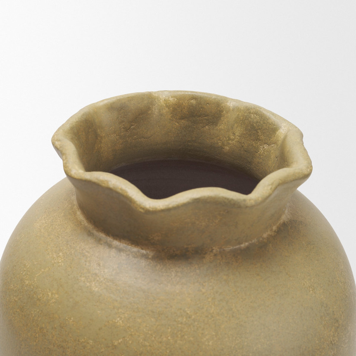 Melo Large Distressed Citron Yellow Ceramic Vase-Vase-DECOROLALA