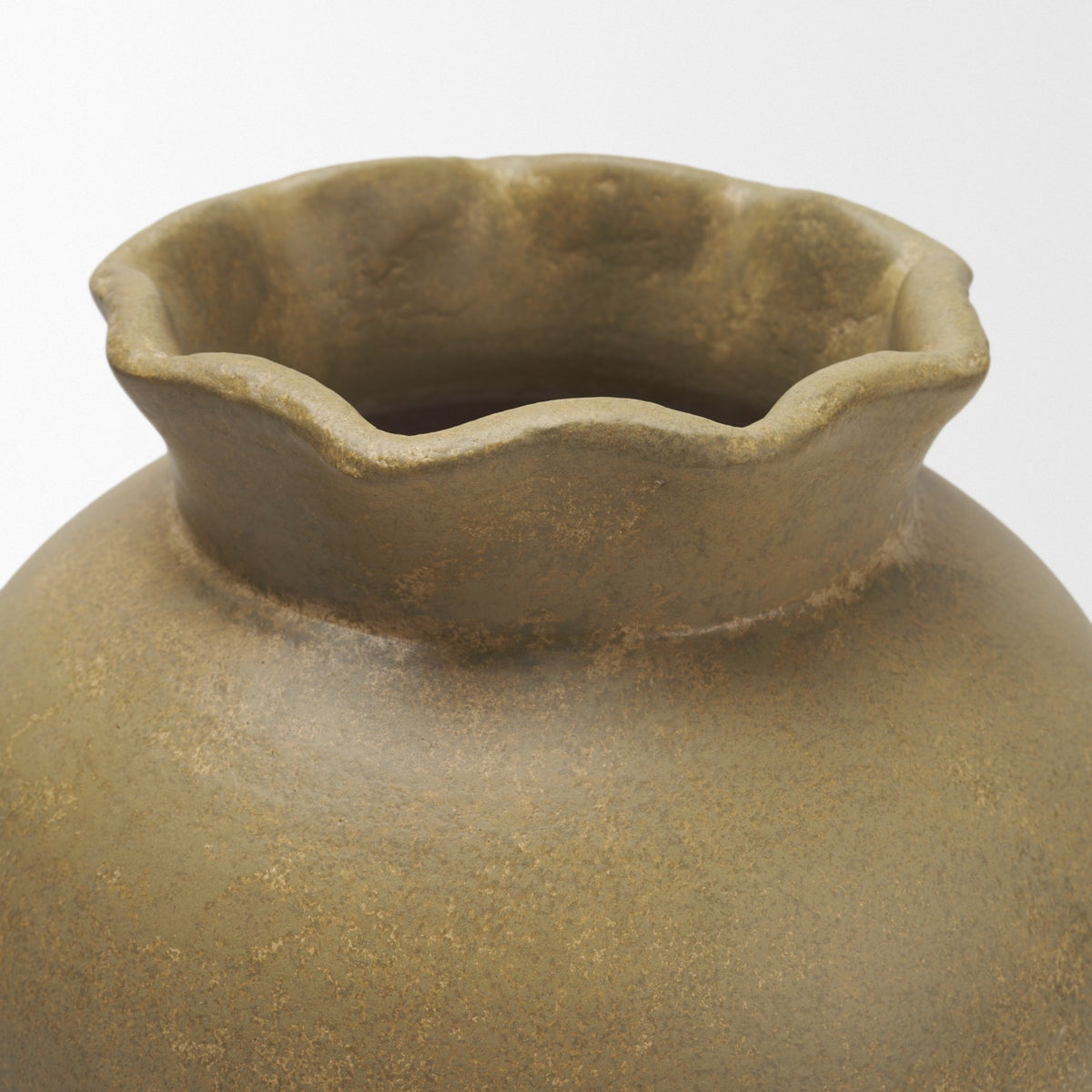 Melo Large Distressed Citron Yellow Ceramic Vase-Vase-DECOROLALA