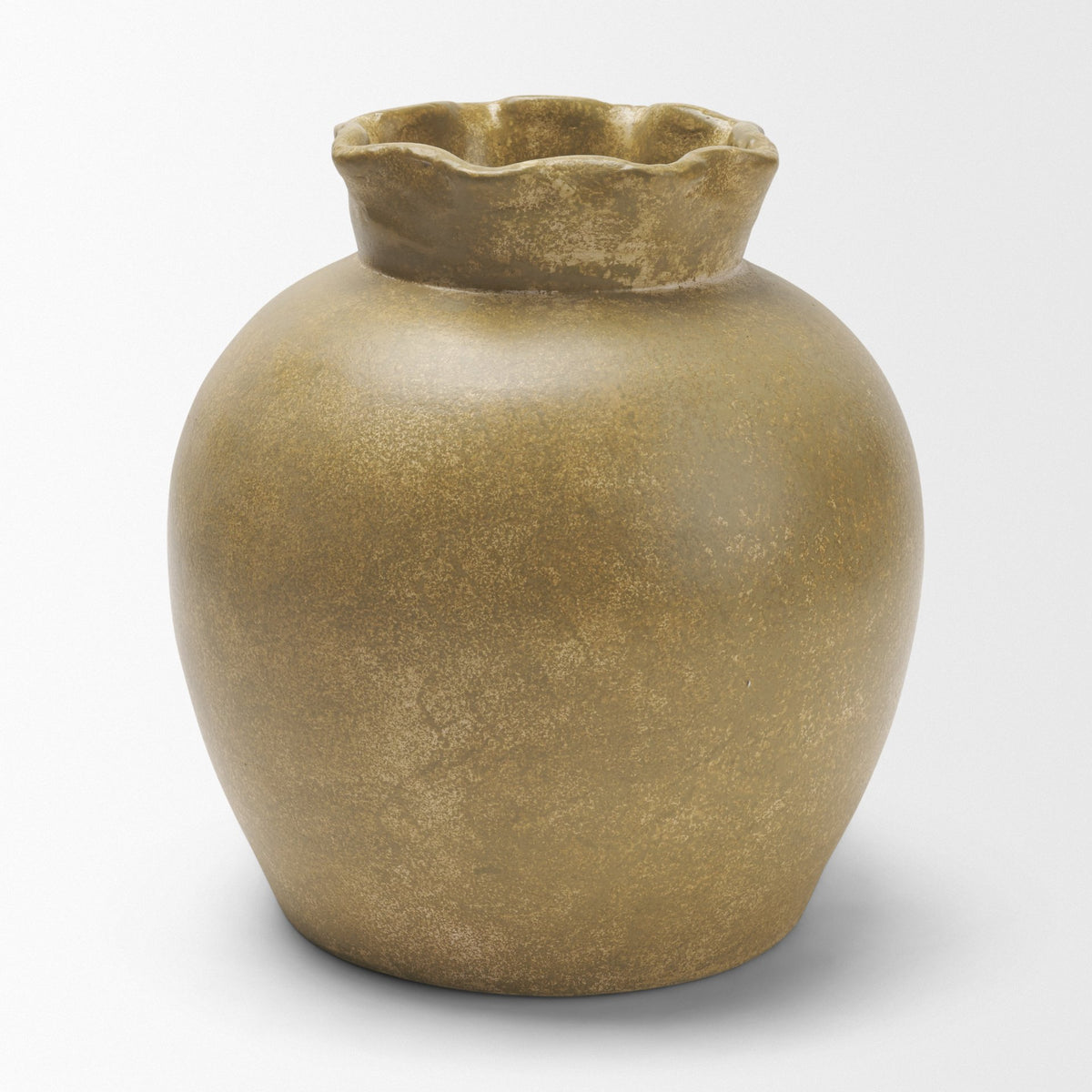 Melo Small Distressed Citron Yellow Ceramic Vase-Vase-DECOROLALA