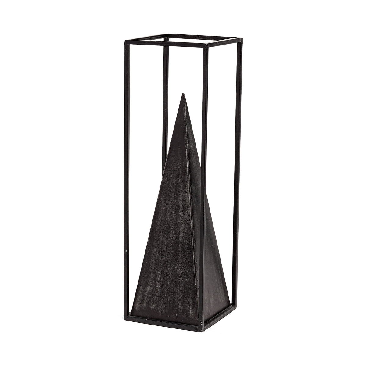 Memphis I (Large) 5L x 5W Black Metal Pyramid In A Square Frame-Objects-DECOROLALA