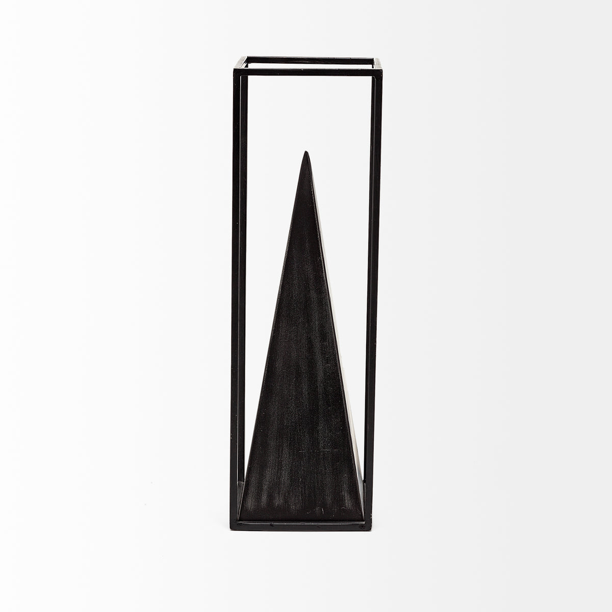 Memphis I (Large) 5L x 5W Black Metal Pyramid In A Square Frame-Objects-DECOROLALA