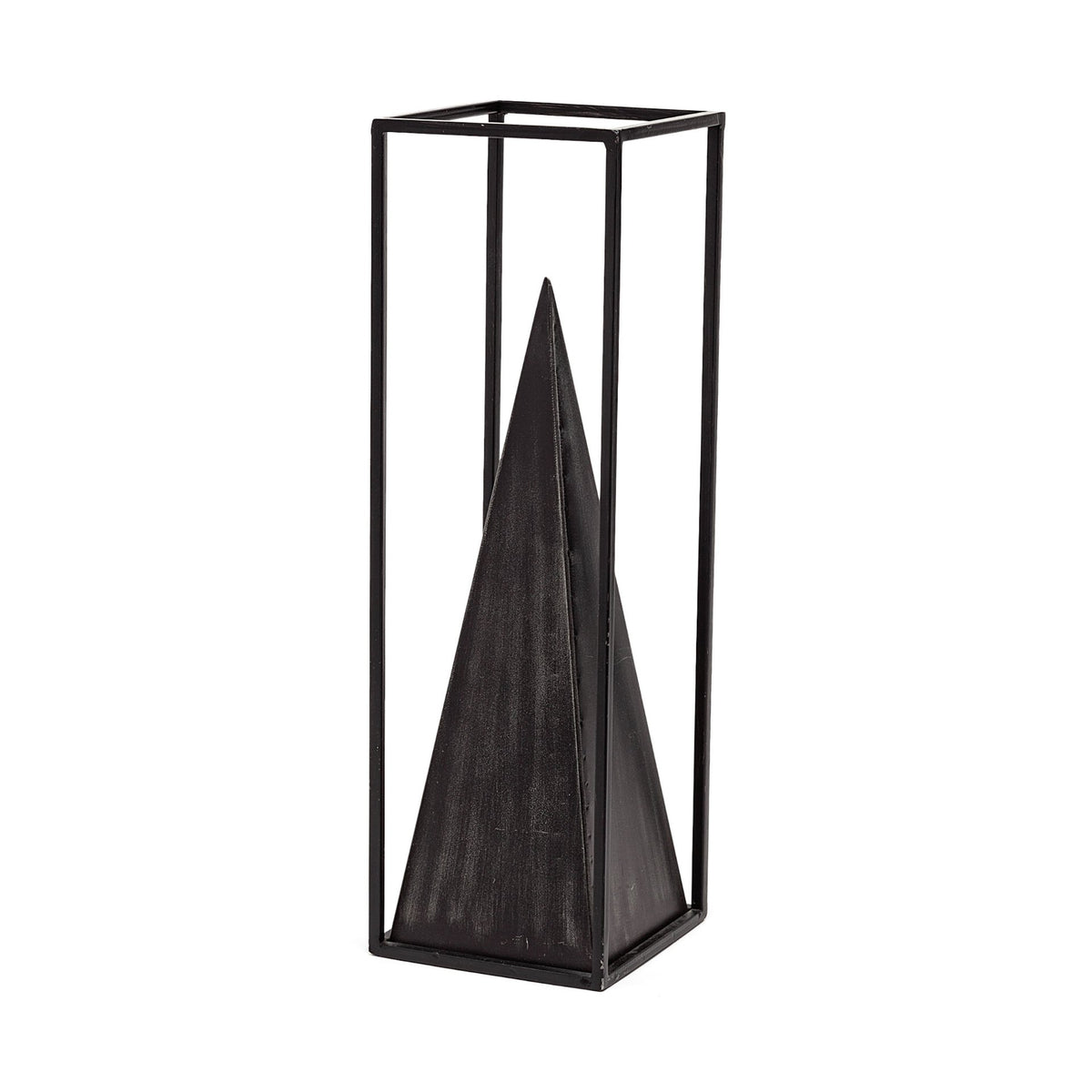 Memphis I (Large) 5L x 5W Black Metal Pyramid In A Square Frame-Objects-DECOROLALA