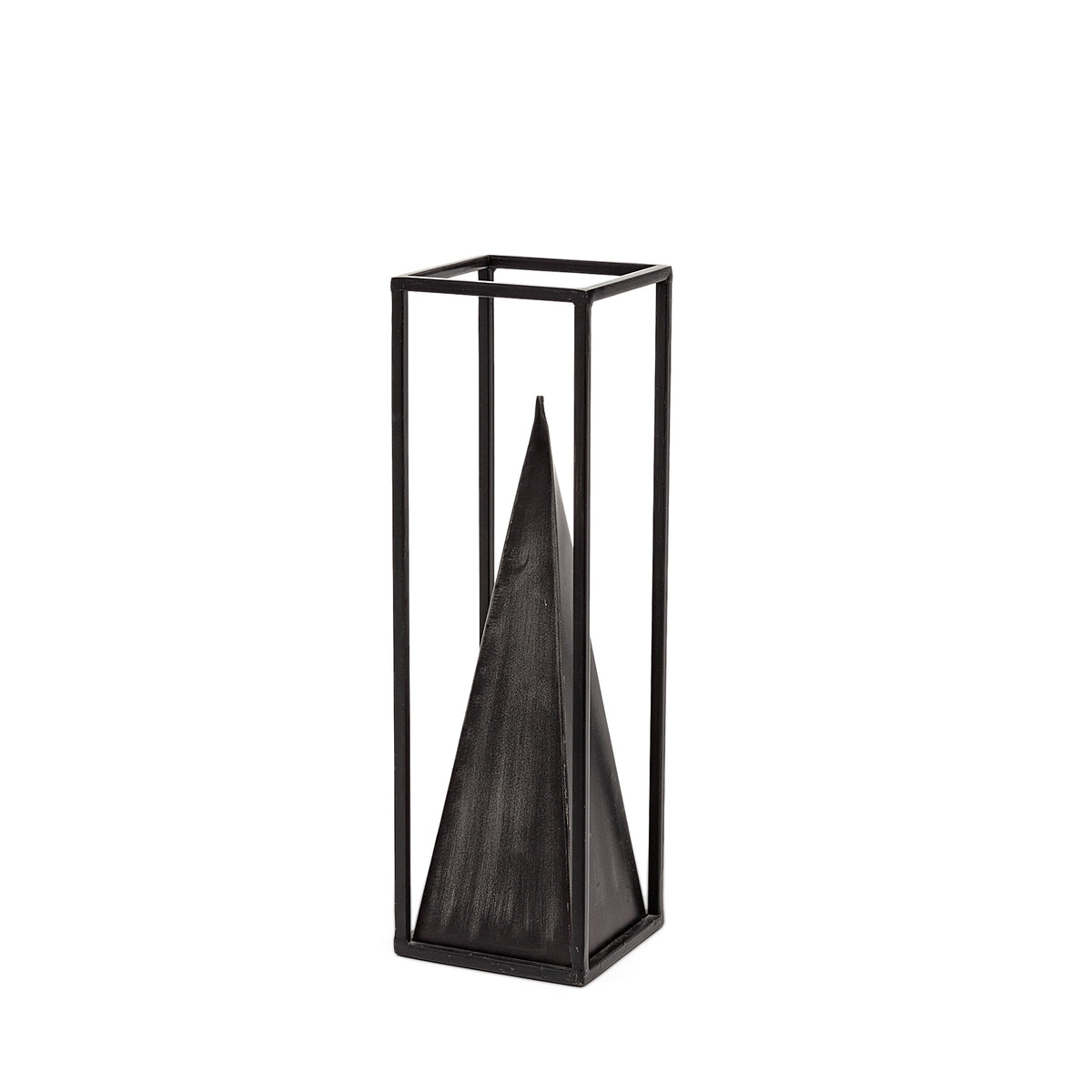 Memphis II (Medium) 4L x 4W Black Metal Pyramid In A Square Frame-Objects-DECOROLALA