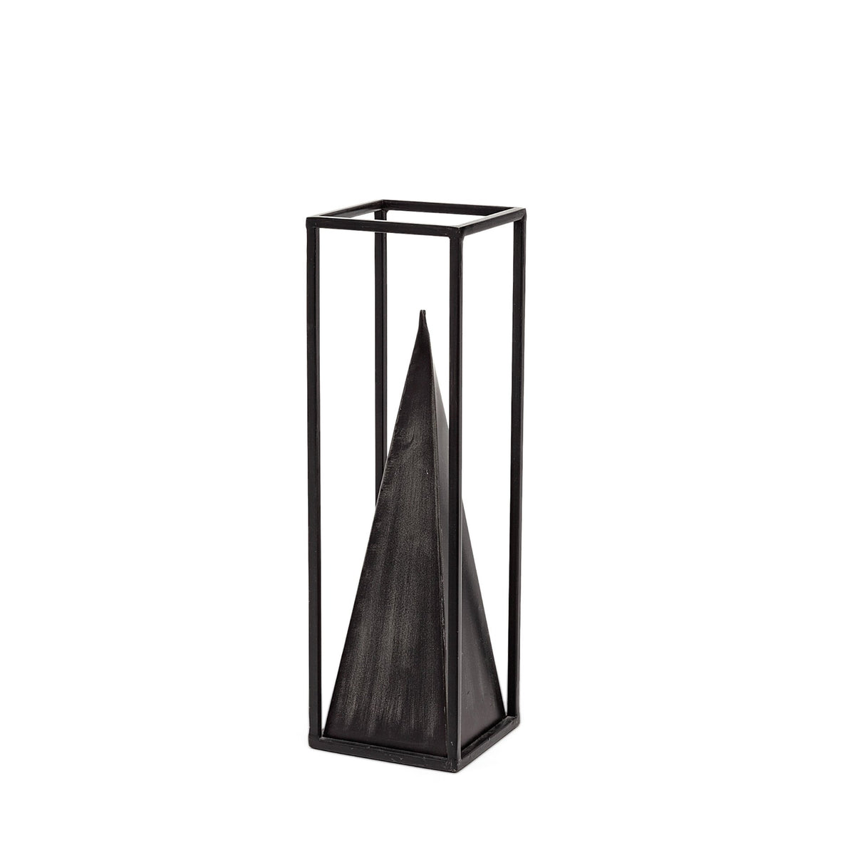 Memphis II (Medium) 4L x 4W Black Metal Pyramid In A Square Frame-Objects-DECOROLALA