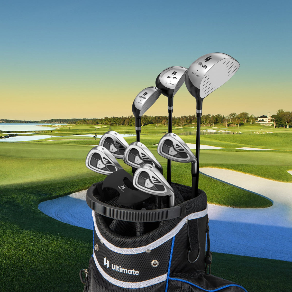 Men's 9 Pieces Complete Golf Club Set-Gray-Golf-DECOROLALA