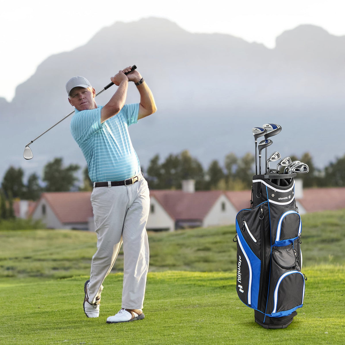 Men's 9 Pieces Complete Golf Club Set-Navy-Golf-DECOROLALA