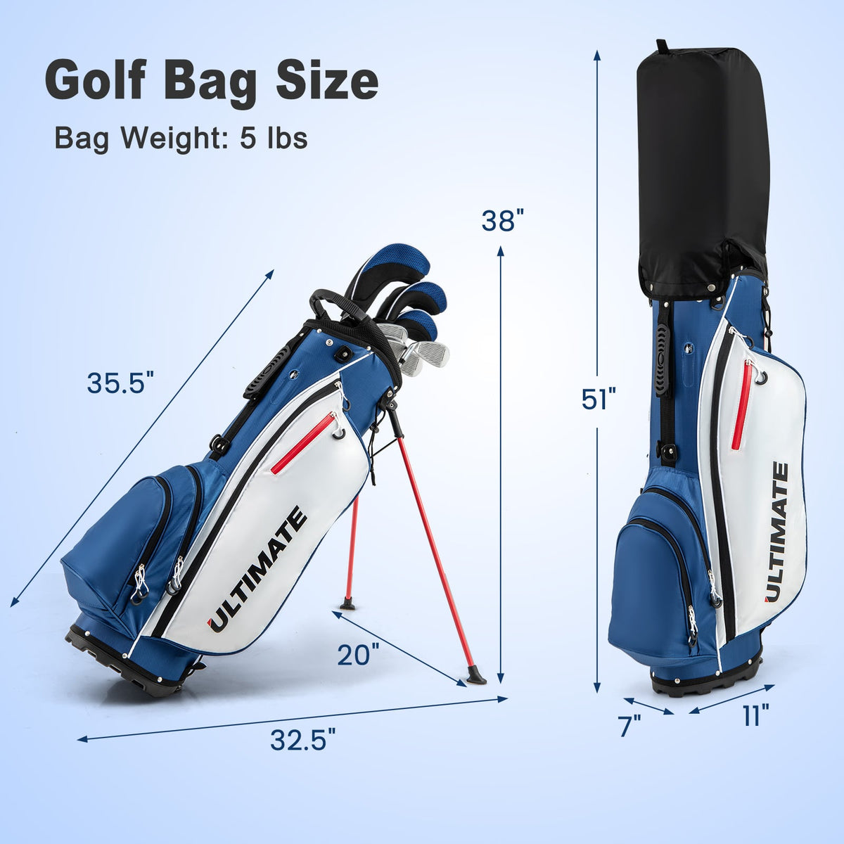 Men’s Profile Complete Golf Club Package Set Includes 10 Pieces-Blue-Golf-DECOROLALA