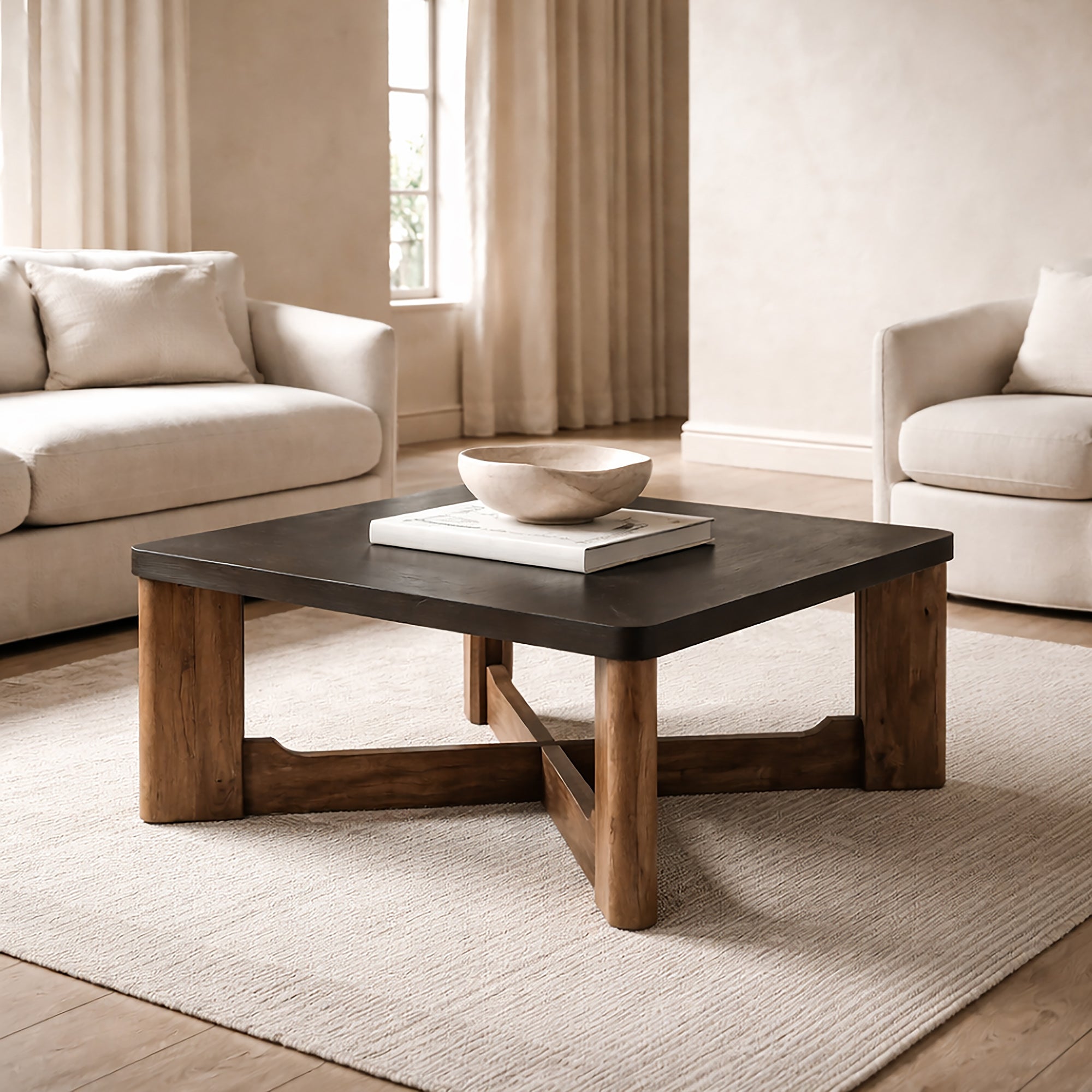 Merano Coffee Table - Mocha Walnut Mango Wood Two-Tone-DECOROLALA