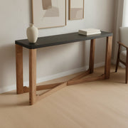 Merano Console Table - Mocha Walnut Mango Wood Two-Tone-DECOROLALA