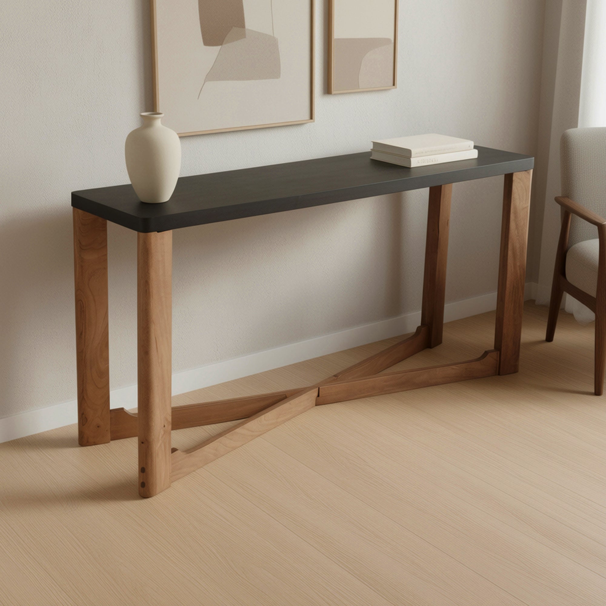 Merano Console Table - Mocha Walnut Mango Wood Two-Tone-DECOROLALA