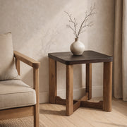 Merano Mango Wood Accent Table - Mocha Two-Toned Finish-DECOROLALA