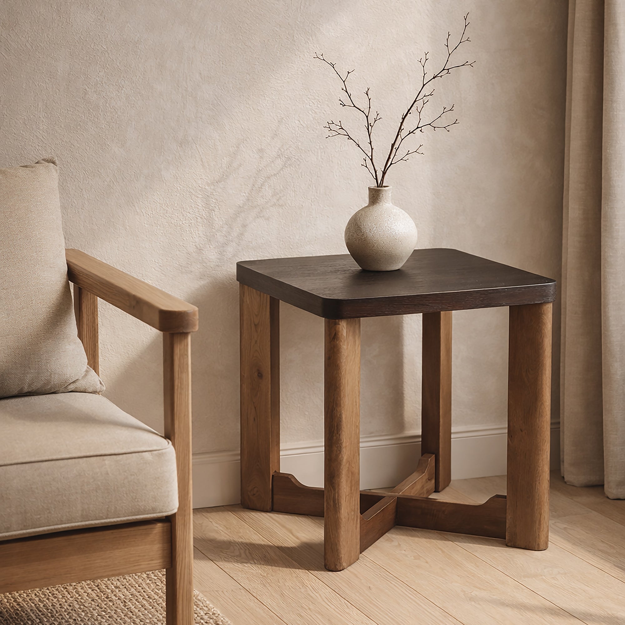 Merano Mango Wood Accent Table - Mocha Two-Toned Finish-DECOROLALA