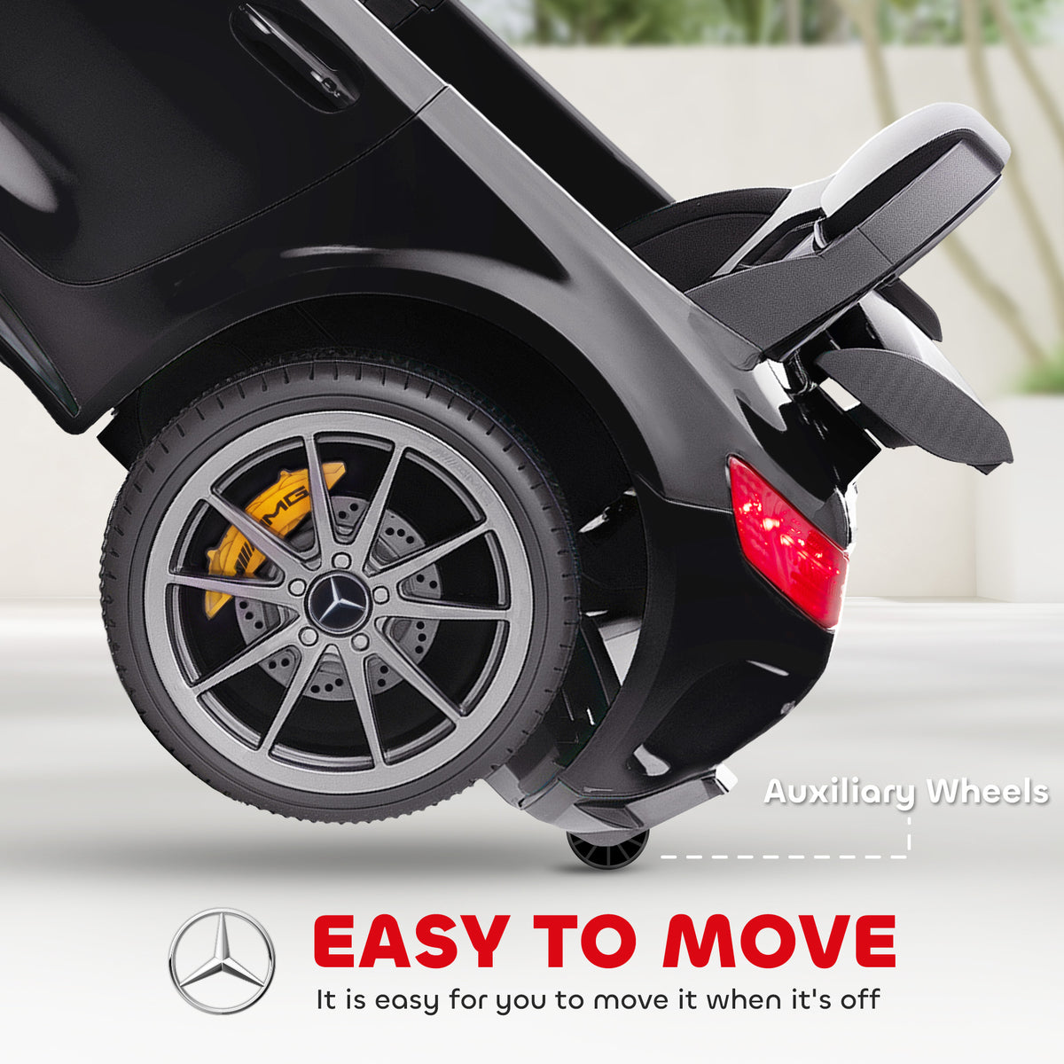 Mercedes-Benz AMG GTR Licensed 12V Battery Powered Kids Electric Car w/ Remote, Soft Start, Lights, Music Horn, Black-Toys & Games > Baby & Toddler Toys > Electric Ride-On Toys > Electric Toy Cars-DECOROLALA