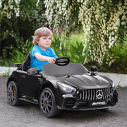 Mercedes-Benz AMG GTR Licensed 12V Battery Powered Kids Electric Car w/ Remote, Soft Start, Lights, Music Horn, Black-Toys & Games > Baby & Toddler Toys > Electric Ride-On Toys > Electric Toy Cars-DECOROLALA