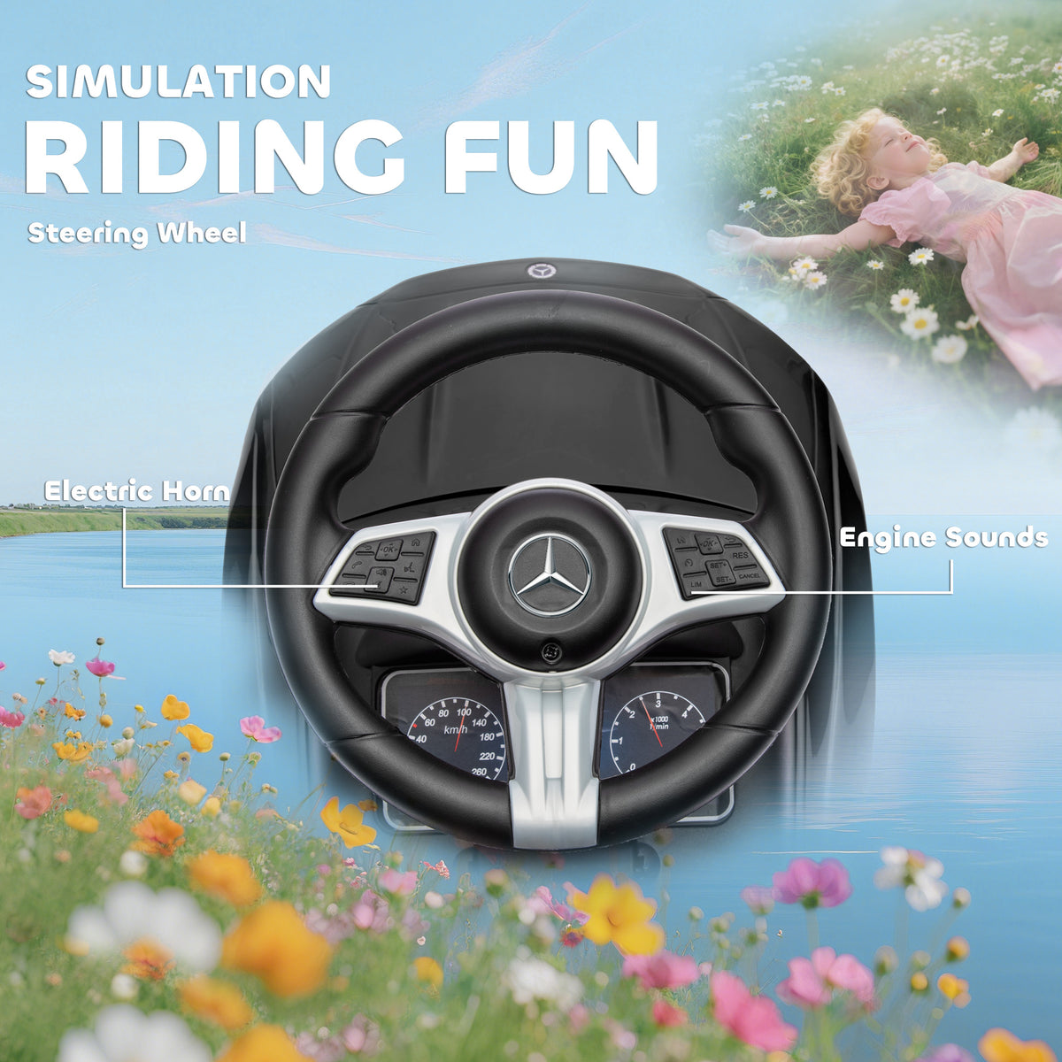 Licensed Mercedes-Benz Push Car for Toddlers, 3-in-1 Sliding Walking Car with Push Handle, Horn, Guardrail-Toys & Games > Baby & Toddler Toys > Riding & Rocking Toys > Push Cars for Toddlers-DECOROLALA