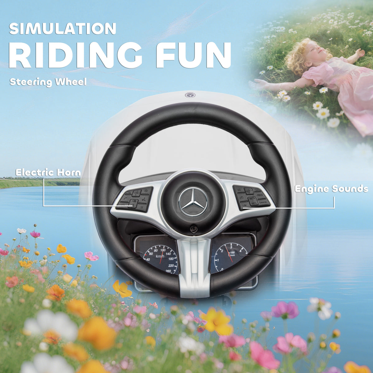Licensed Mercedes-Benz Push Car for Toddlers, 3-in-1 Sliding Walking Car with Push Handle, Horn, Guardrail-Toys & Games > Baby & Toddler Toys > Riding & Rocking Toys > Push Cars for Toddlers-DECOROLALA