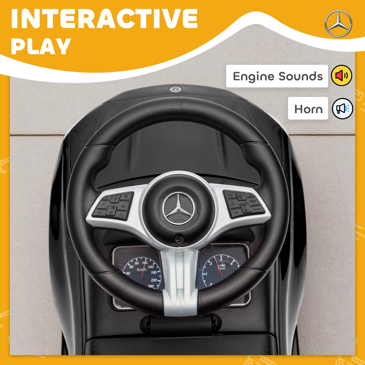 Mercedes-Benz C-Class Kids Ride On Car, Foot-to-Floor Sliding Walker with Under-Seat Storage, for 18-36 M, Black-Toys & Games > Baby & Toddler Toys > Riding & Rocking Toys > Push Cars for Toddlers-DECOROLALA