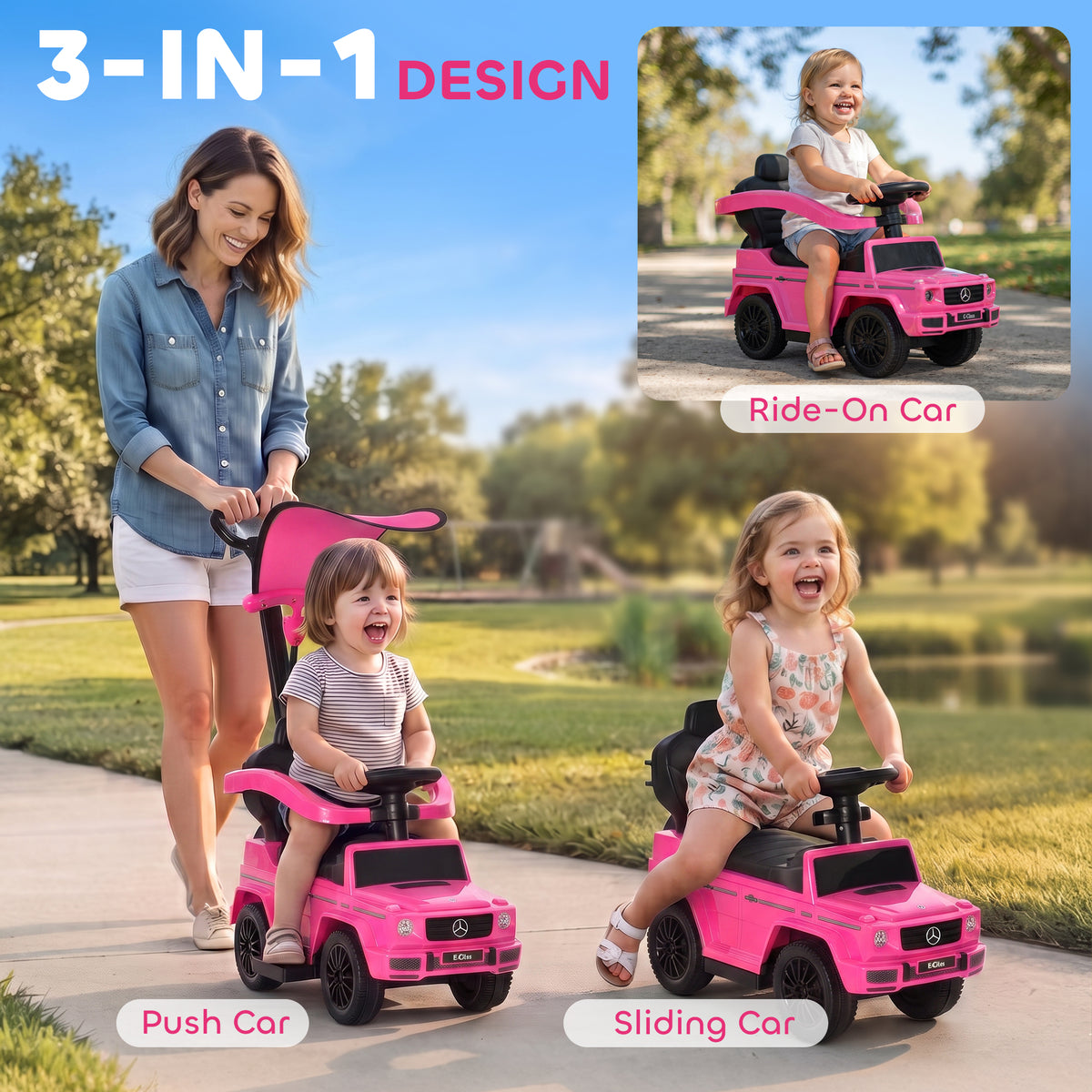 Mercedes-Benz G350 Licensed Push Car, 3-in-1 Toddler Sliding Car with Horn, Steering, Foot Rest, Seat Storage-Toys & Games > Baby & Toddler Toys > Riding & Rocking Toys > Push Cars for Toddlers-DECOROLALA