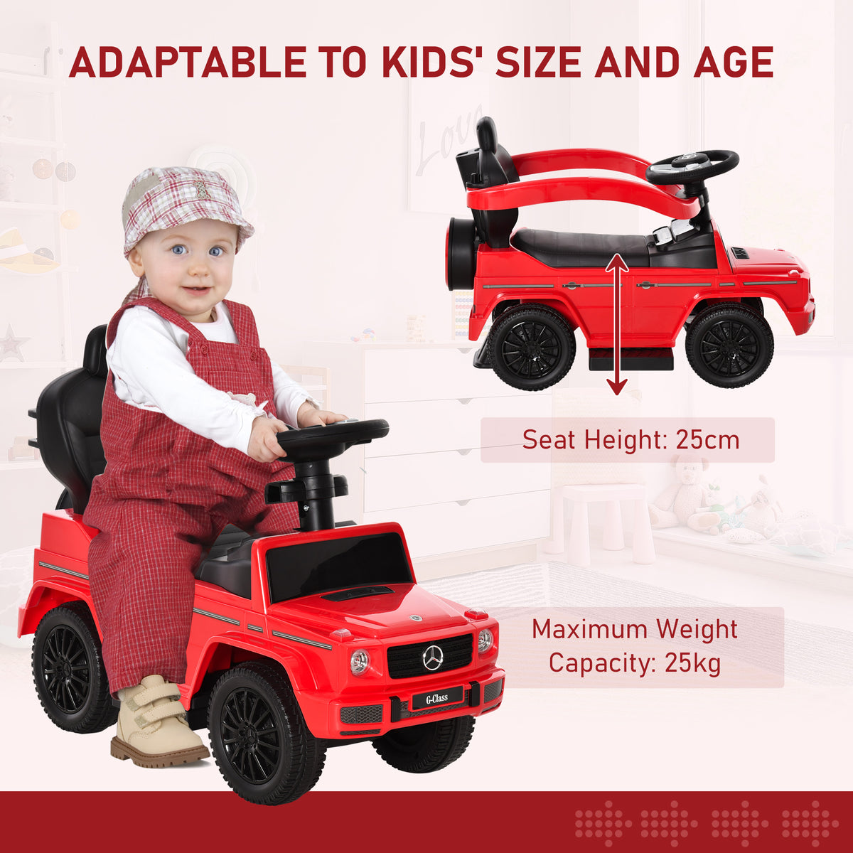 Mercedes-Benz G350 Licensed Push Car, 3-in-1 Toddler Sliding Car with Horn, Steering, Foot Rest, Seat Storage-Toys & Games > Baby & Toddler Toys > Riding & Rocking Toys > Push Cars for Toddlers-DECOROLALA
