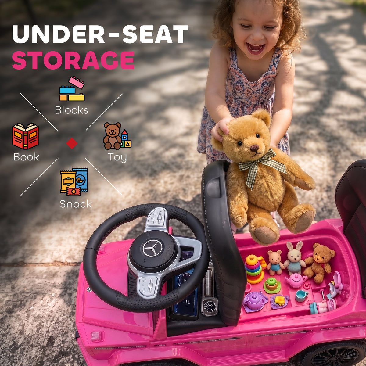 Mercedes-Benz G350 Licensed Push Car, 3-in-1 Toddler Sliding Car with Horn, Steering, Foot Rest, Seat Storage-Toys & Games > Baby & Toddler Toys > Riding & Rocking Toys > Push Cars for Toddlers-DECOROLALA