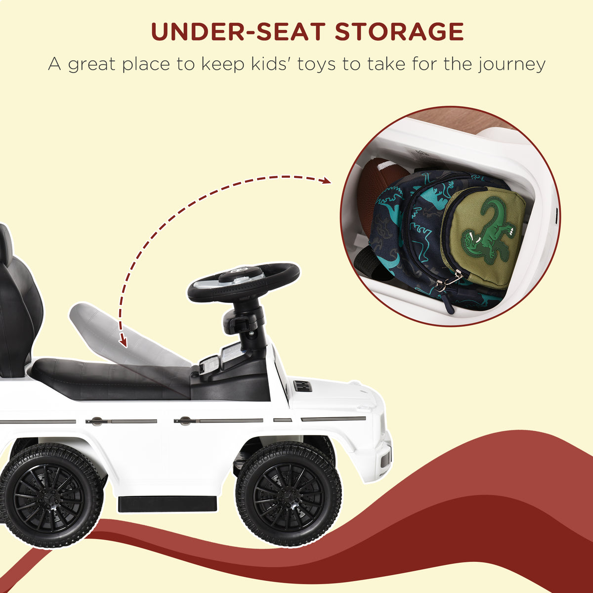 Mercedes-Benz G350 Licensed Push Car, 3-in-1 Toddler Sliding Car with Horn, Steering, Foot Rest, Seat Storage-Toys & Games > Baby & Toddler Toys > Riding & Rocking Toys > Push Cars for Toddlers-DECOROLALA