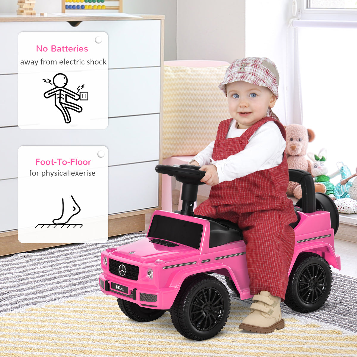 Compatible Baby Toddler Push Car Foot-to-Floor Ride-On Wheel Mercedes-Benz G350 Licensed-Toys & Games > Baby & Toddler Toys > Riding & Rocking Toys > Push Cars for Toddlers-DECOROLALA